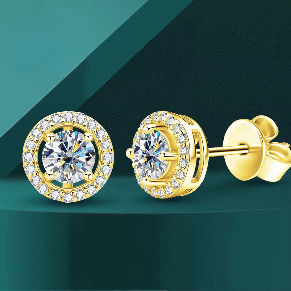 1 Pair Moissanite Stud Earrings, Certified for Women & Men